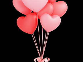 礼物盒粉红色爱心气球