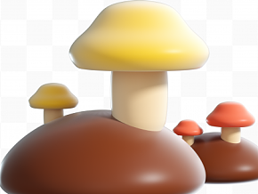 卡通春季万物生长 植物元素 蘑菇 动画 卡通