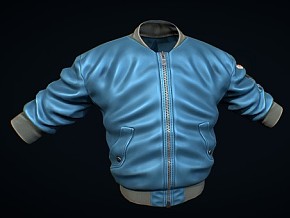 蓝色飞行夹克 衣服 外套 上衣 服装 服饰 PBR材质
