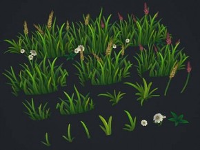 稻草 植物 麦子 3D模型  花 草