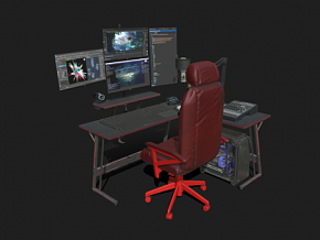 游戏玩家 电脑游戏 流媒体桌面 显示器 控制室 办公电脑 办公桌椅 设计师电脑 多功能工作台 工作室