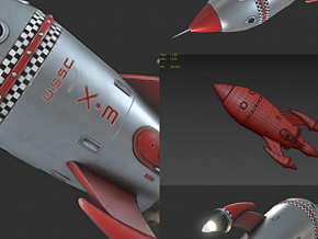 卡通火箭 动漫小火箭 Q版火箭 发射器 航天航空 卡通飞船 宇宙飞船 PBR次世代