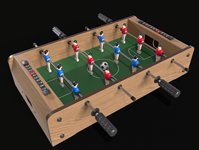 桌面足球机 木制足球桌游戏 桌游 桌式足球 足球机 足球台游戏机 PBR材质 亲子游戏 桌上足球