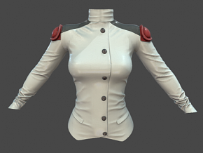 女科幻制服夹克 次世代 PBR 外套上衣 皮夹克 白色 制服 女性制服 科幻未来
