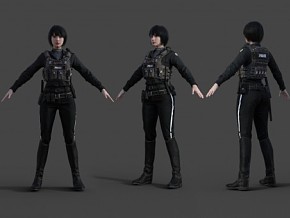 美女警察 刑警 服装职业装 正装  警察角色 游戏人物模型
