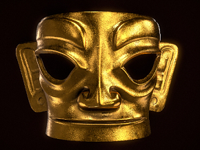 三星堆黄金面具 面具 文物建模 CG 次世代 文物