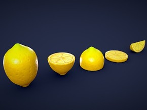 卡通水果 柠檬 水果 卡通植物 PBR材质 黄柠檬