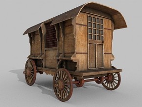 木制西部马车 古代 写实 马车 运输车