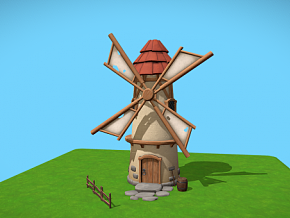 中世纪风车 风车 风力发电 清洁能源 风能 风力发电机 新能源 风机 农田 大风车 鸟瞰 发电 风车