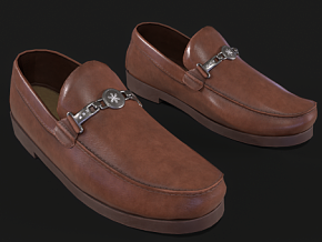 棕色皮鞋 男士皮鞋 鞋子 PBR材质  次世代 皮鞋 低帮皮鞋