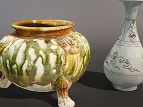 唐三彩 白瓷 瓷器陶瓷 唐朝瓷器 古代瓷器 文物 香炉 三足炉