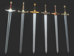 骑士剑 宝剑 武器 冷兵器 游戏装备 刀剑 PBR材质 次世代 古代兵器 神兵利器