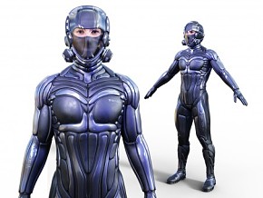 男宇航员机器人带骨骼绑定 士兵 智能人 未来人 太空人头盔 星际大战 科幻人科技人 宇航服 防化服